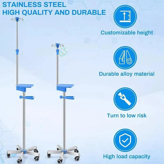 4MOBILITY WA Adjustable IV Pole with Tray - Blue 4M-IVPWT-BL - 4MOBILITY WA - Mandurah