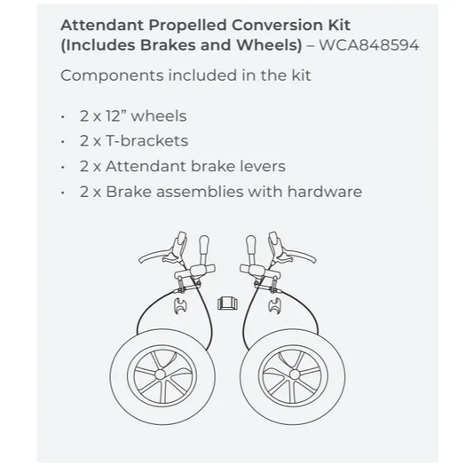 Attendant Propelled Conversion Kit with Brakes and Wheels for Aspire Evoke 2 - WCA848594 - 4MOBILITY WA