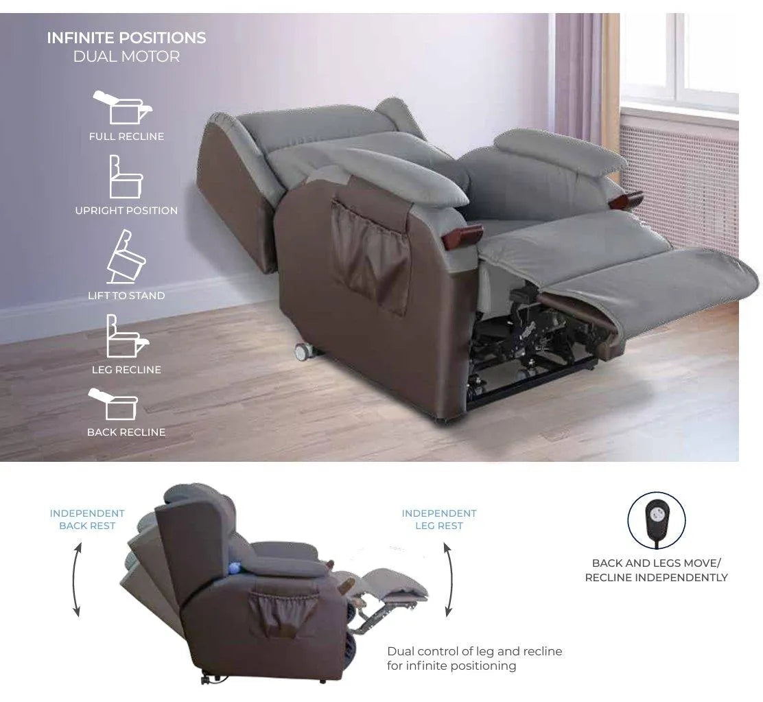 Aspire Air Lift Chair for sale with dual motor for infinite positions, including upright and full recline