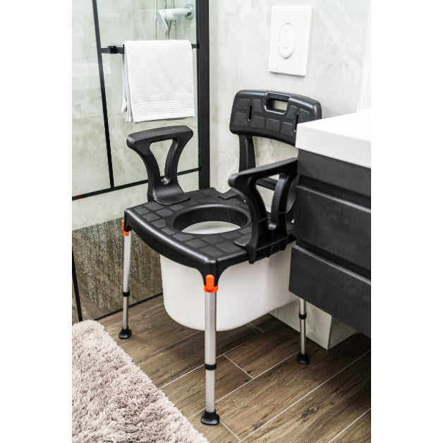 King Commode Chair with Backrest and Armrest