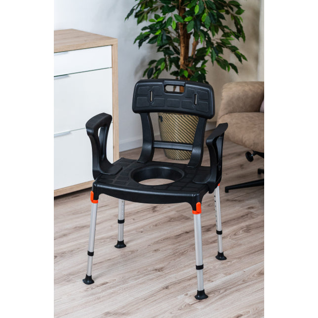 King Commode Chair with Backrest and Armrest