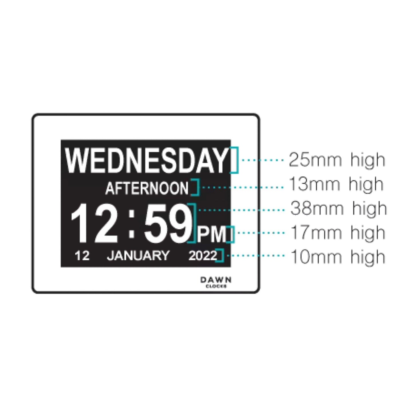 Digital Clock 8" Calendar & Reminder Clock - 4MDCDAWN - 4MOBILITY WA