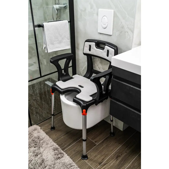 King Shower Chair with Cutout - Back & Armrests