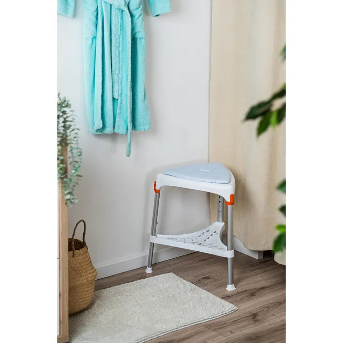 King Triangle shower Stool with Tray - Adjustable Height