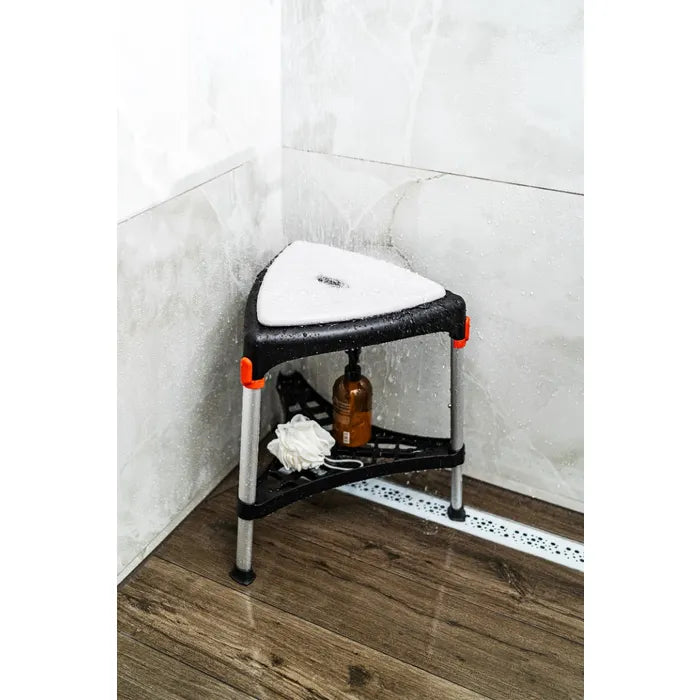 King Triangle shower Stool with Tray - Adjustable Height