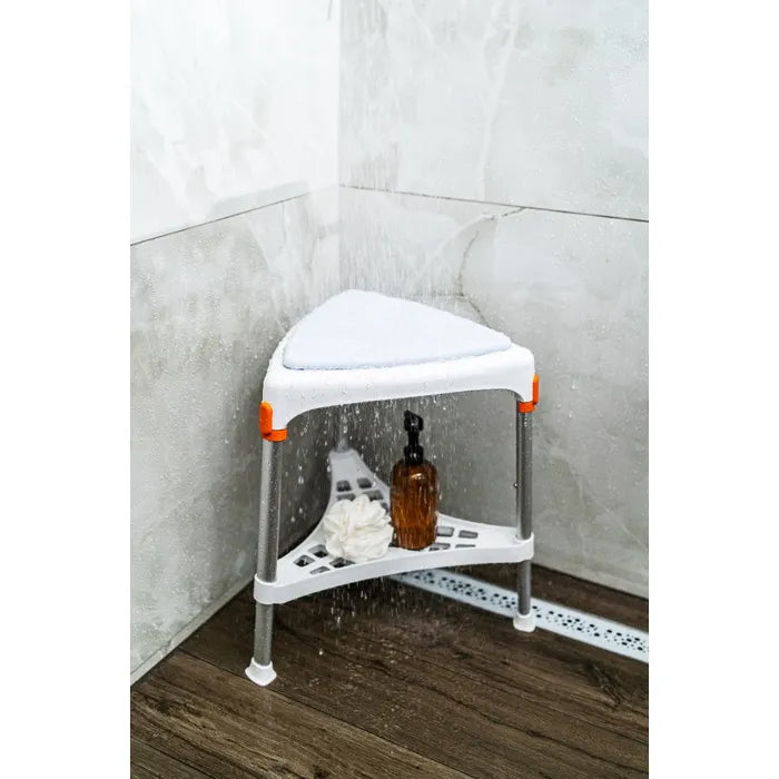 King Triangle shower Stool with Tray - Adjustable Height