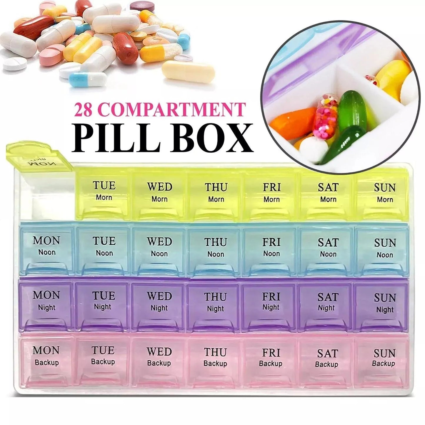 Medication Storage Box Weekly Pill Organiser Case 28 Days - 4M-MBOX-28 - 4MOBILITY WA