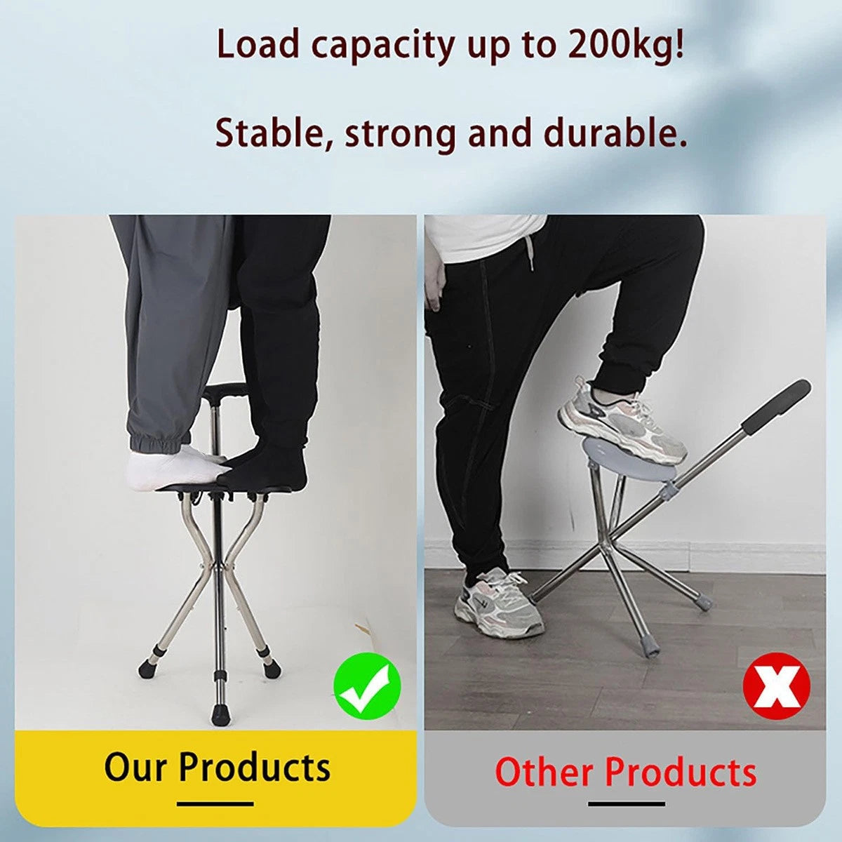 Folding Walking Hand Cane with Seat and Three Legs