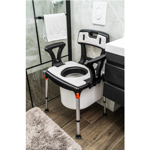King Commode Chair with Backrest and Armrest