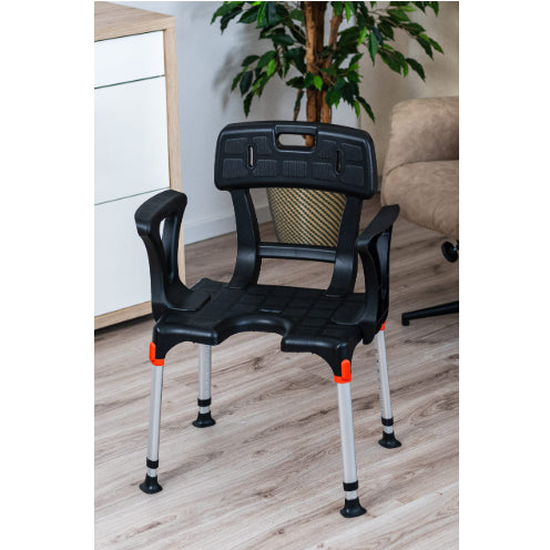 King Shower Chair with Cutout - Back & Armrests