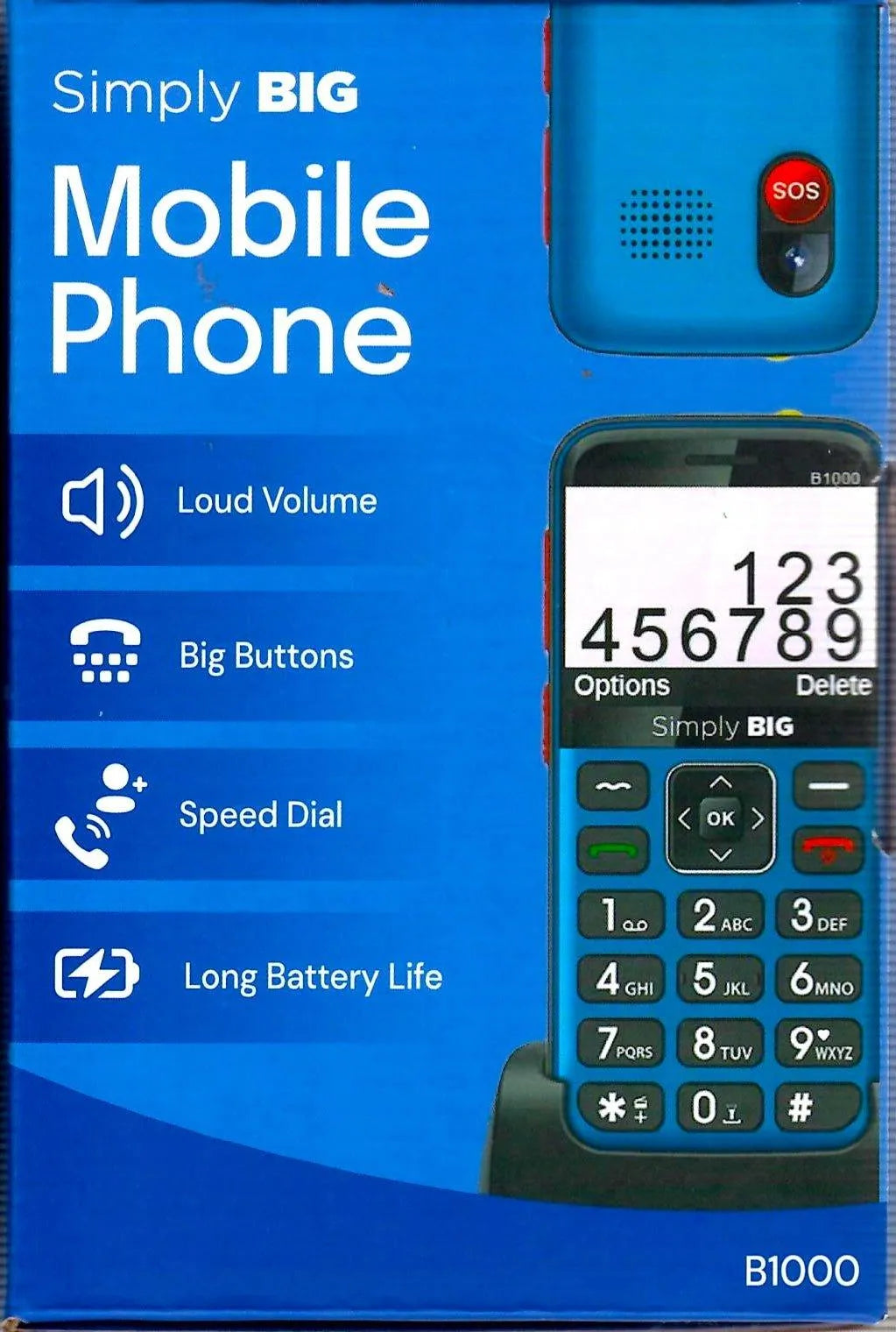 Simply BIG Button Seniors 4G Mobile Phone - SB-B1000V2BL - 4MOBILITY WA