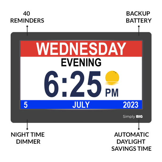 Simply BIG XL Reminder Clock 10" LED Screen (40 reminders) - SB-XLCLK - 4MOBILITY WA