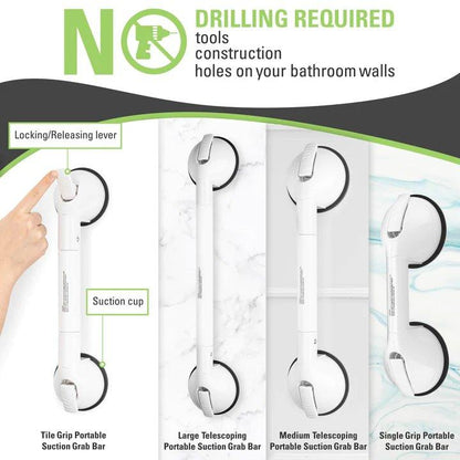 4" Tile Grip Portable Suction Grab Bar - 4MOBILITY WA BRIDGE MEDICAL HMRBC600 Rails & Bars