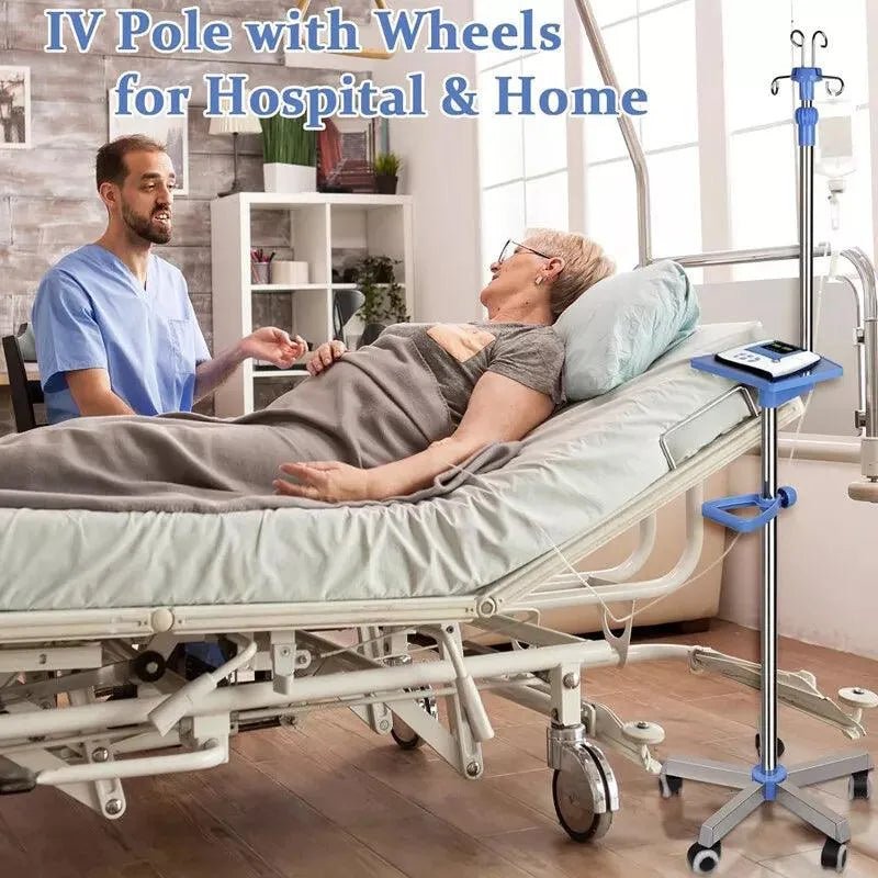 4MOBILITY WA Adjustable IV Pole with Tray - Blue 4M-IVPWT-BL - 4MOBILITY WA - Mandurah