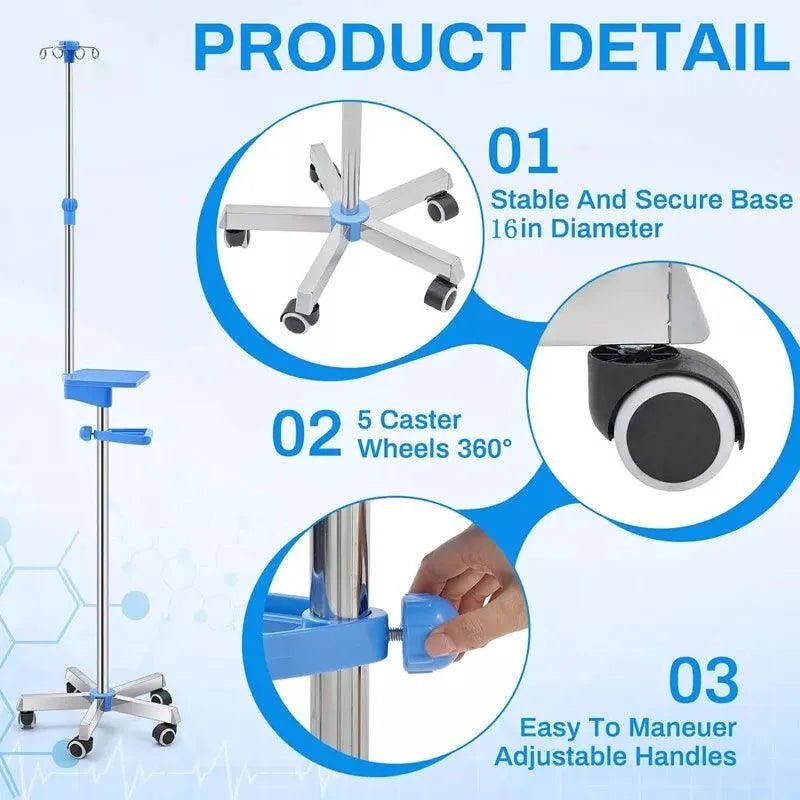 4MOBILITY WA Adjustable IV Pole with Tray - Blue 4M-IVPWT-BL - 4MOBILITY WA - Mandurah