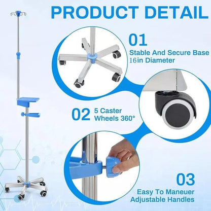 4MOBILITY WA Adjustable IV Pole with Tray - Blue 4M-IVPWT-BL - 4MOBILITY WA - Mandurah