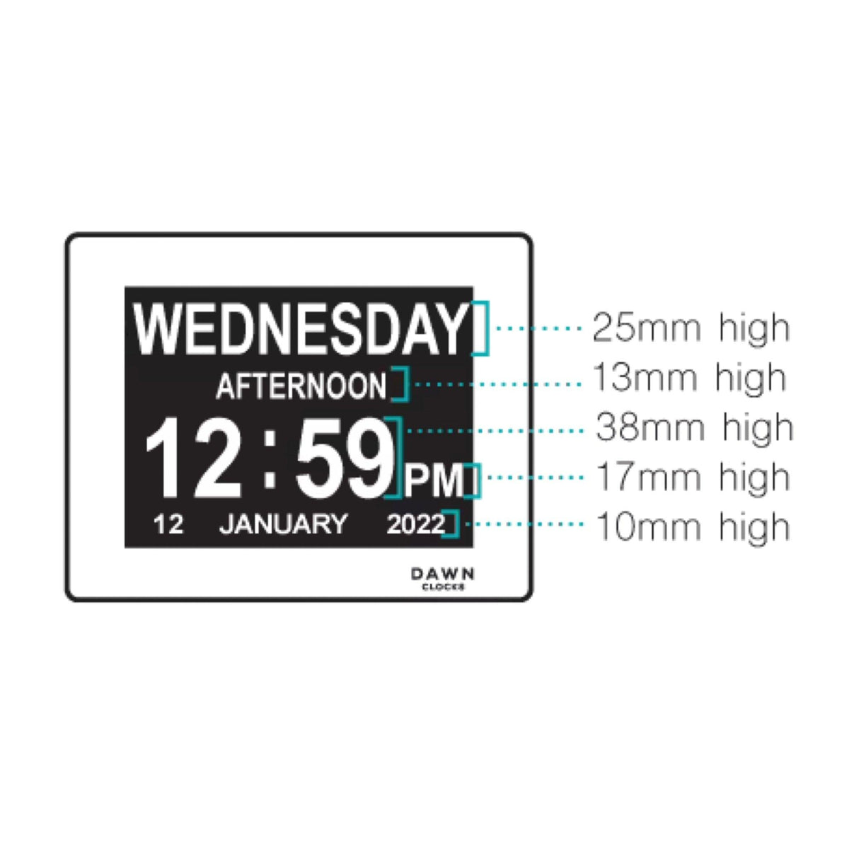4MOBILITY WA Digital Clock 8" Calendar & Reminder Clock 4MDCDAWN - 4MOBILITY WA - Mandurah
