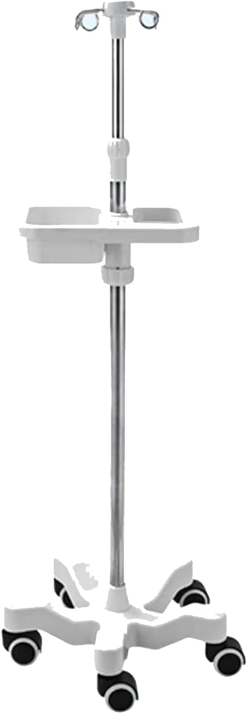 Adjustable IV Pole with Tray - White