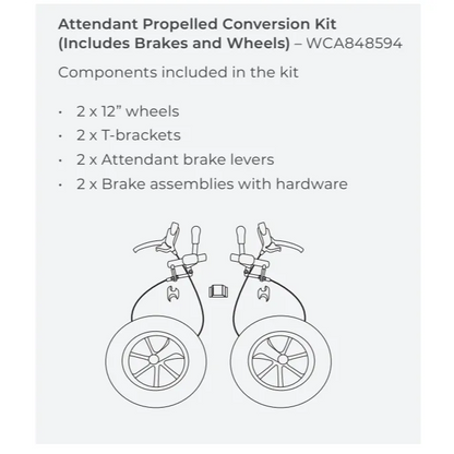 Attendant Propelled Conversion Kit with Brakes and Wheels for Aspire Evoke 2