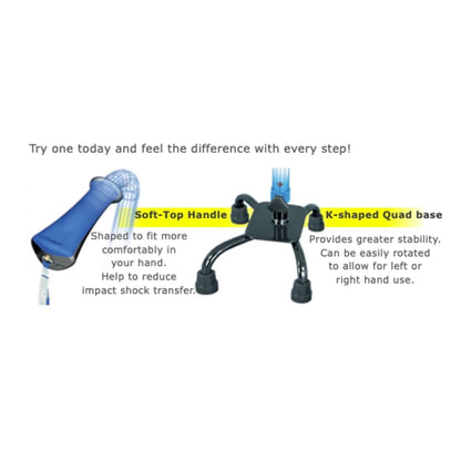 AIRGO Comfort Plus Adjustable Quad Cane Wide Base HMR770854 - 4MOBILITY WA - Mandurah