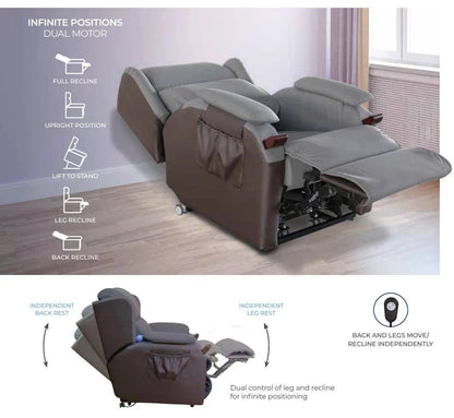 Aspire Air Lift Chair for sale with dual motor for infinite positions, including upright and full recline
