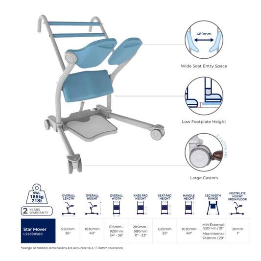 Aspire Aspire Star Mover / Patient Mover - Sit to Stand LSS390580 - 4MOBILITY WA - Mandurah
