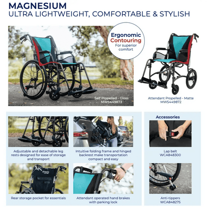 Aspire Aspire Vida MG Ultralight Magnesium Wheelchair MWS449872 - 4MOBILITY WA - Mandurah