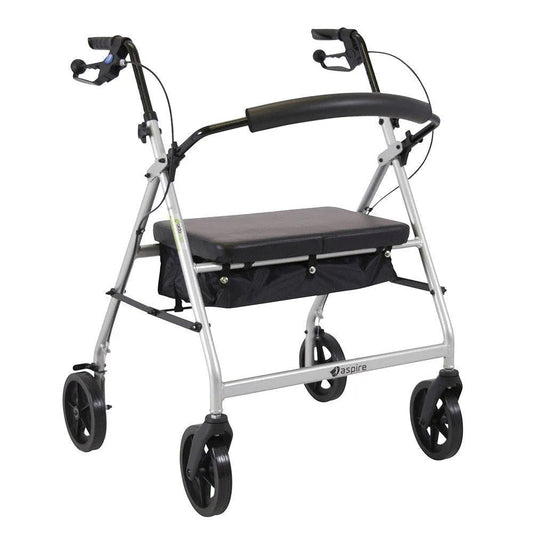 Aspire Aspire XL Seat Walker / Rollator - Silver WAF750020SL - 4MOBILITY WA - Mandurah