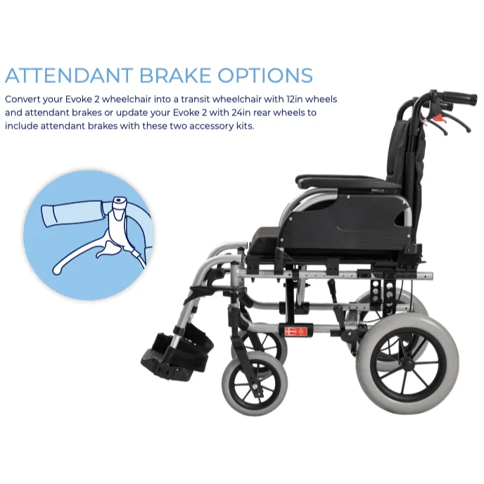 Aspire Attendant Propelled Conversion Kit with Brakes and Wheels for Aspire Evoke 2 WCA848594 - 4MOBILITY WA - Mandurah