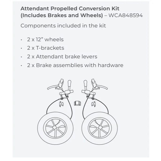 Aspire Attendant Propelled Conversion Kit with Brakes and Wheels for Aspire Evoke 2 WCA848594 - 4MOBILITY WA - Mandurah