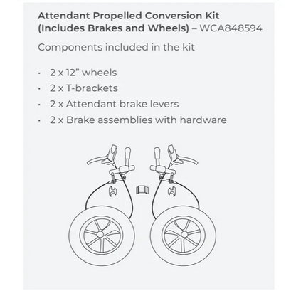 Aspire Attendant Propelled Conversion Kit with Brakes and Wheels for Aspire Evoke 2 WCA848594 - 4MOBILITY WA - Mandurah