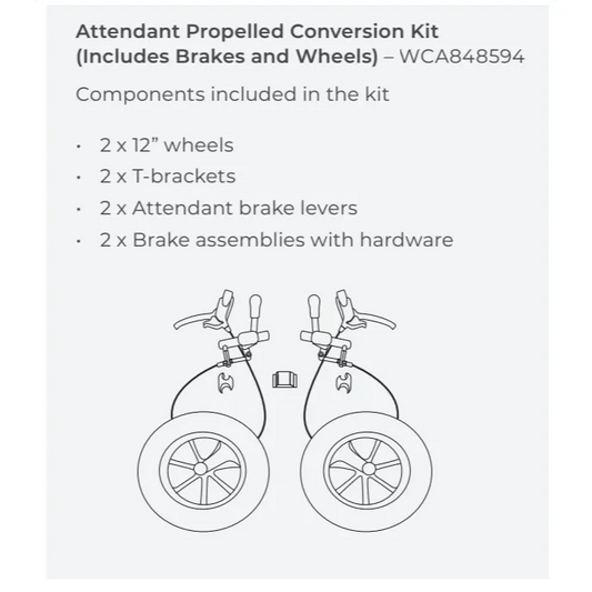 Aspire Attendant Propelled Conversion Kit with Brakes and Wheels for Aspire Evoke 2 WCA848594 - 4MOBILITY WA - Mandurah