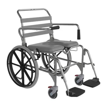 Aspire commode seat wheelchair with detachable footrests and comfortable seating for easy mobility