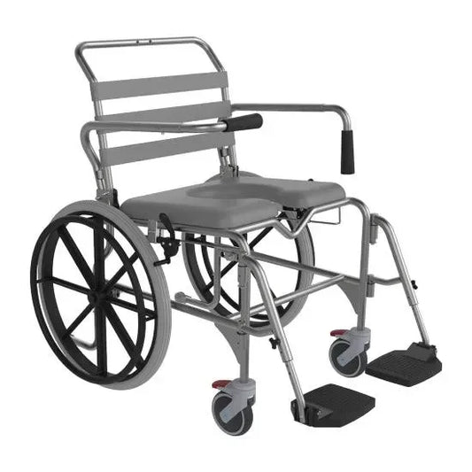 Aspire commode seat wheelchair with detachable footrests and comfortable seating for easy mobility