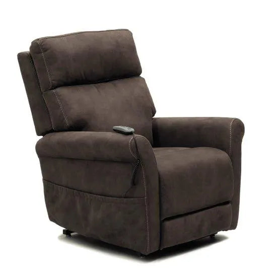 Aspire Da Vinci lift recliner chair in brown fabric with remote control for easy reclining