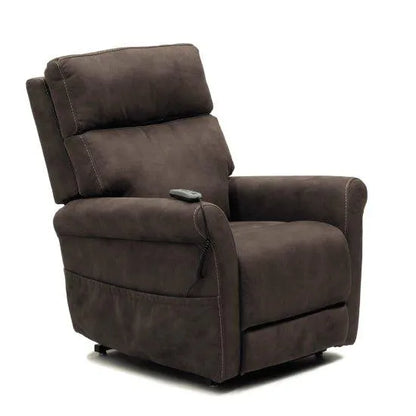 Aspire Da Vinci lift recliner chair in brown fabric with remote control for easy reclining