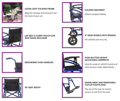 Aspire Ultra Lite Wheelchair - MWS442300 - 4MOBILITY WA