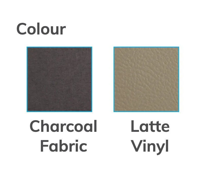 Aspire OREGON lift recline chair in Charcoal Fabric and Latte Vinyl color options