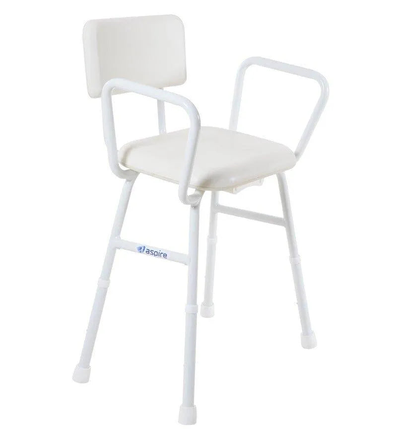 Aspire padded shower stool for disabled featuring a supportive back and sturdy frame