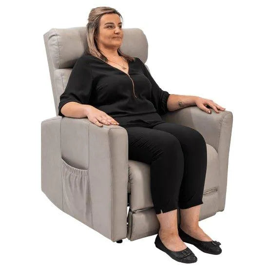 Aspire Renoir Quattro lift recliner chair in light grey for comfortable seating and easy movement