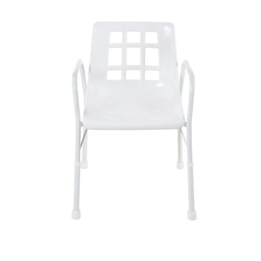 Aspire shower chair with a sturdy design and drainage holes for safety and comfort in the bathroom