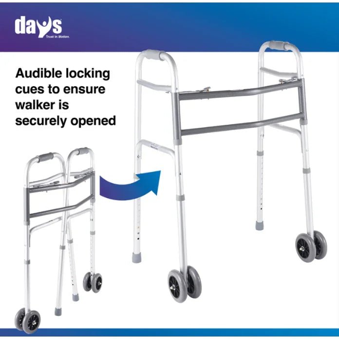 Days Days Heavy Duty Side Folding Walking Frame - Bariatric 317Kg with Double 5" Wheels 081561653 - 4MOBILITY WA - Mandurah