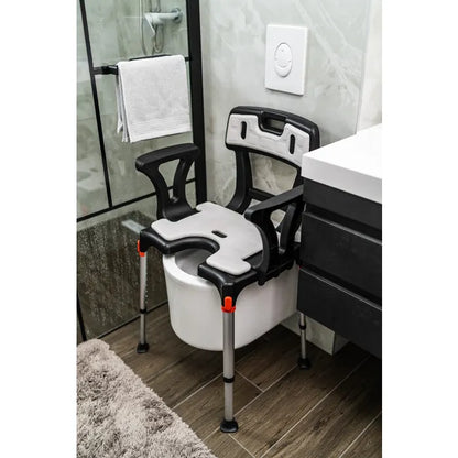 King Shower Chair with Cutout - Back & Armrests