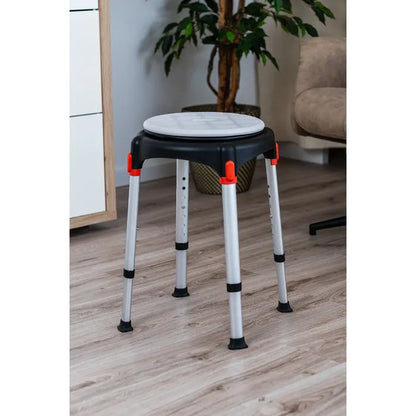 King Rotating Round Shower Stool with Tray - Adjustable Height