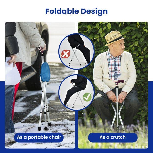 Folding Tripod Walking Hand Stick Stool with Seat and Three Legs - 4M_WSWS1 - 4MOBILITY WA