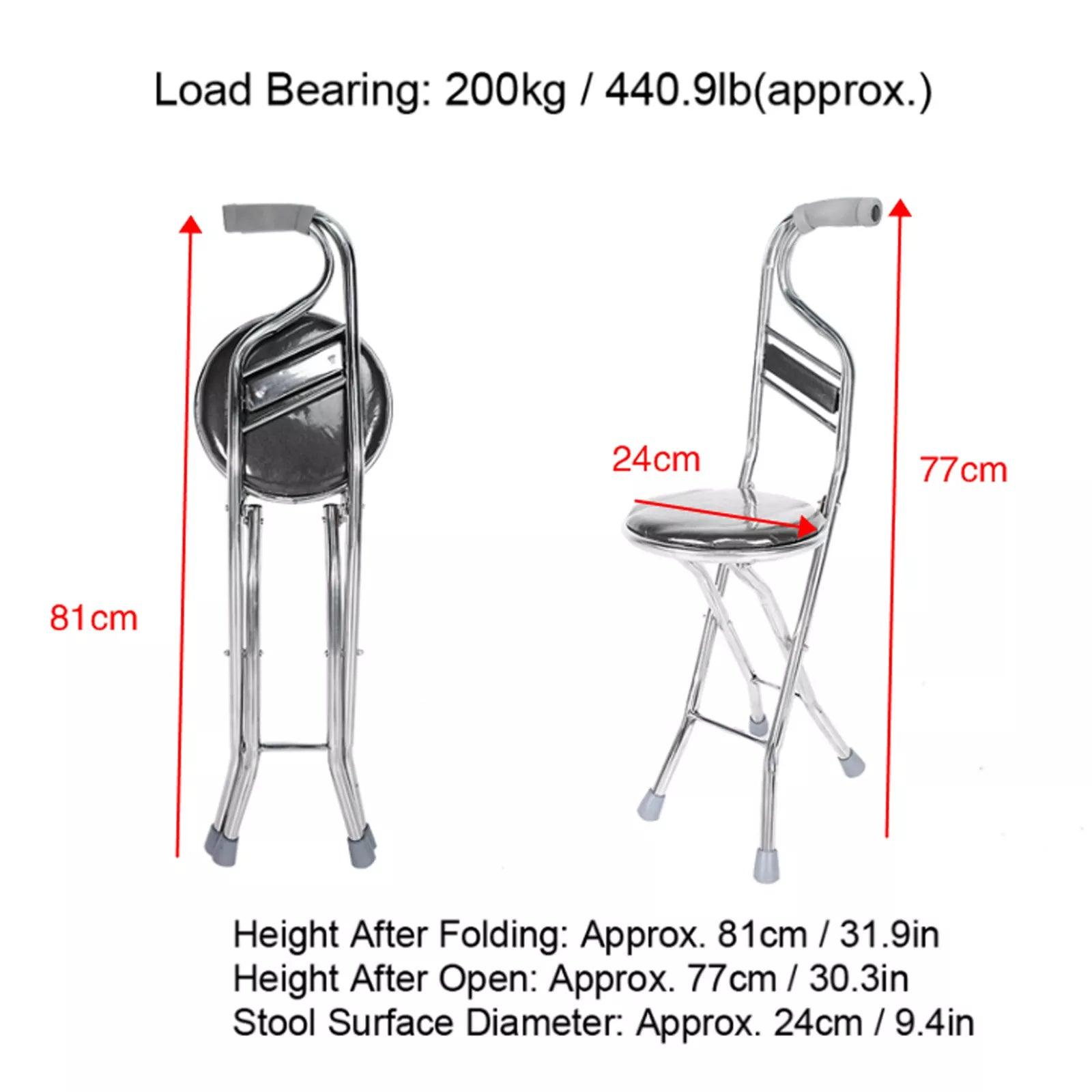 Folding Walking Hand Stick Stool with Seat and Four Legs - 4M_WSWS2 - 4MOBILITY WA