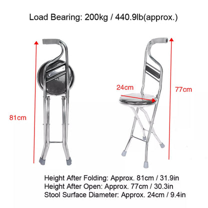 Folding Walking Hand Stick Stool with Seat and Four Legs - 4M_WSWS2 - 4MOBILITY WA