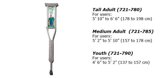 HUGO - Go Anywhere Comfort Max Lightweight Aluminum Underarm Crutches HMR721780 - 4MOBILITY WA - Mandurah