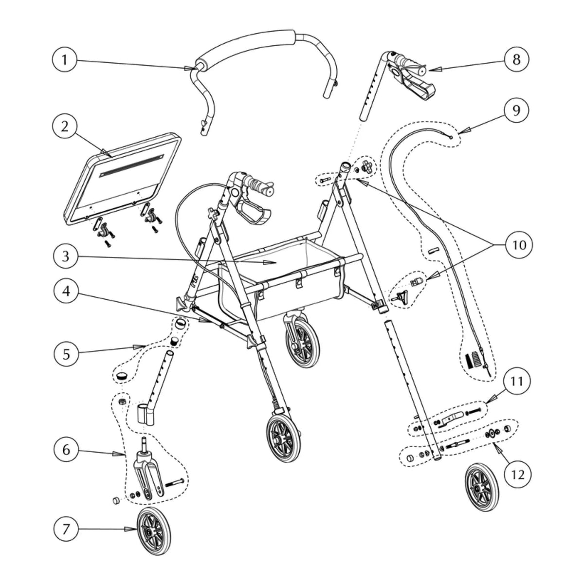 HUGO - Go Anywhere Hugo Fit Rolling Walker with Seat HMR700913 - 4MOBILITY WA - Mandurah