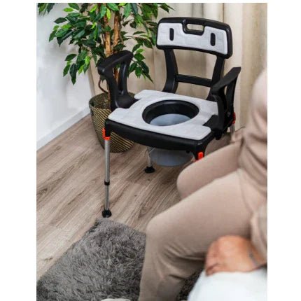 King King Commode Chair with Backrest and Armrest KING-BCMDBA-01KN-CBR2-CCMDH2 - 4MOBILITY WA - Mandurah